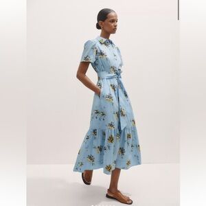 Me+Em: Scattered Anemone Print Seersucker Midi Dress + Belt